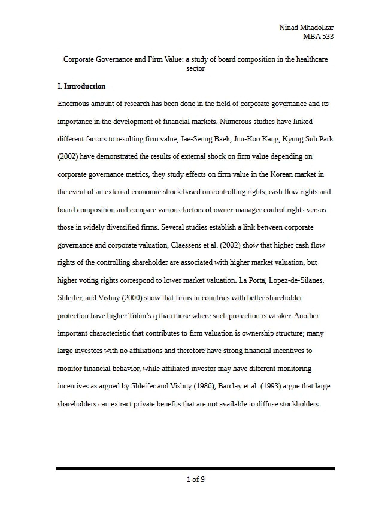 MBA Independent Study by Ninad