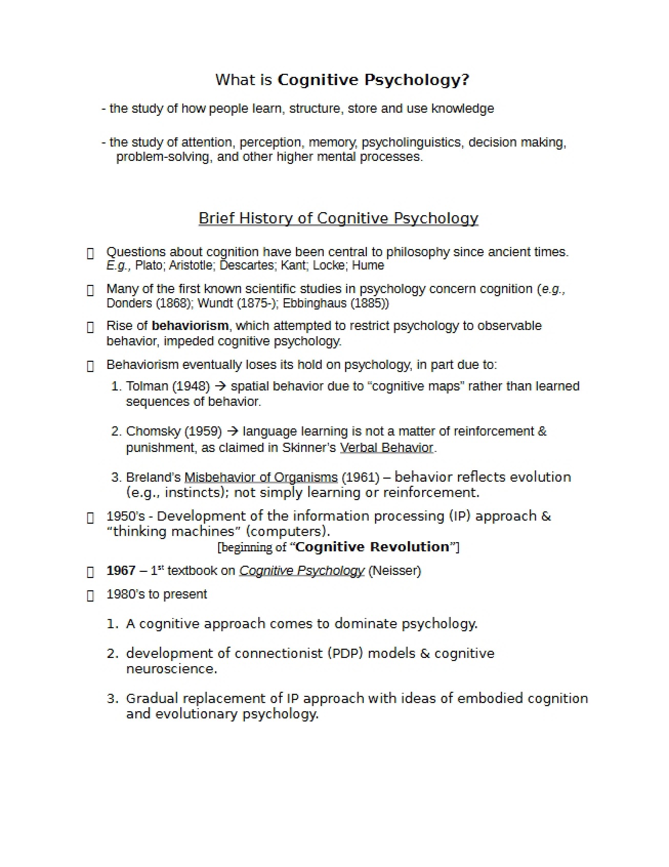 Cognitive Psychology Notes