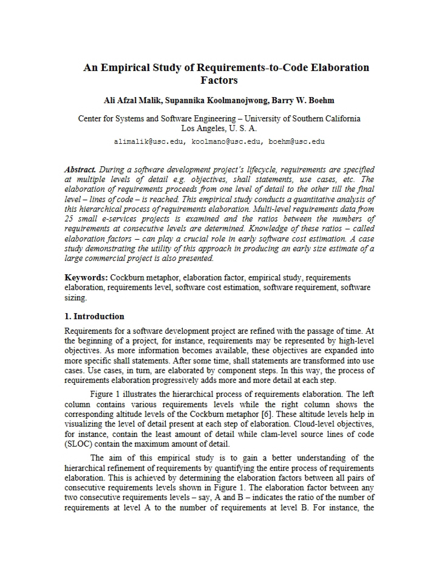 USC CSSE Report 2009-521