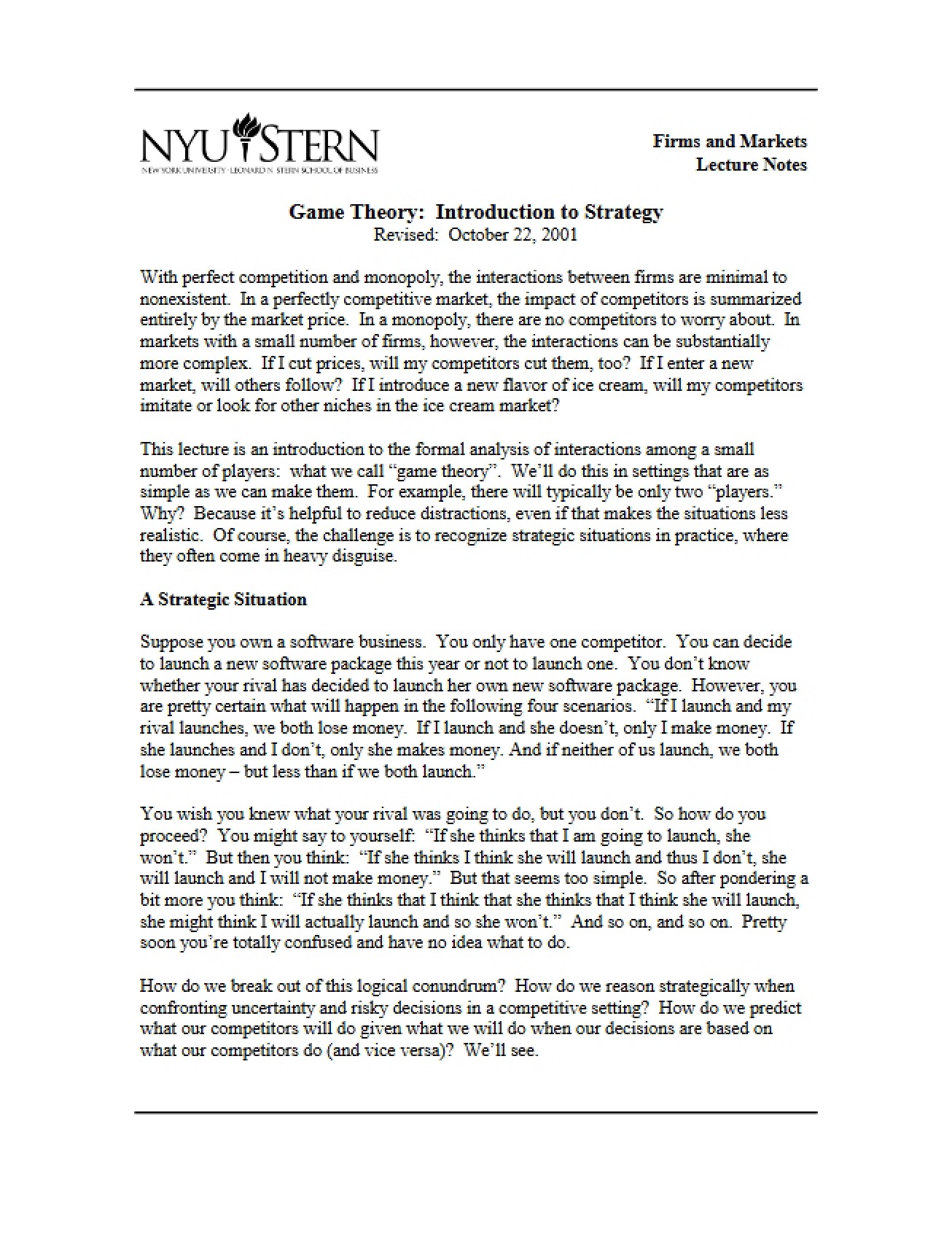 Strategy Introduction via Game Theory