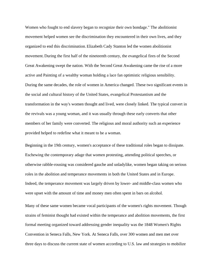 Women's Role in the Abolitionist Movement