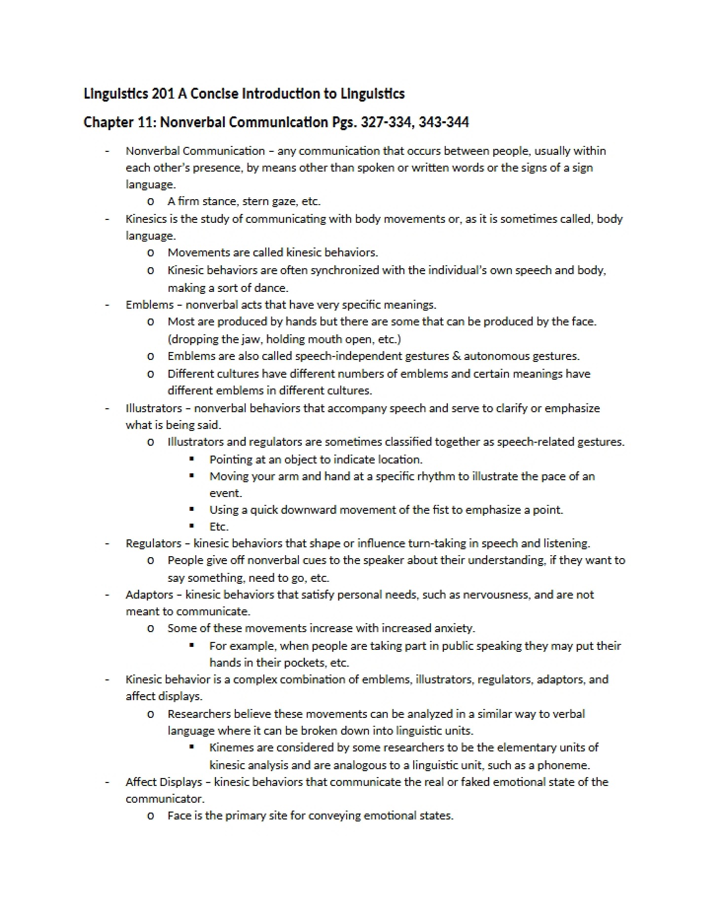 Nonverbal Communication Chapter 11