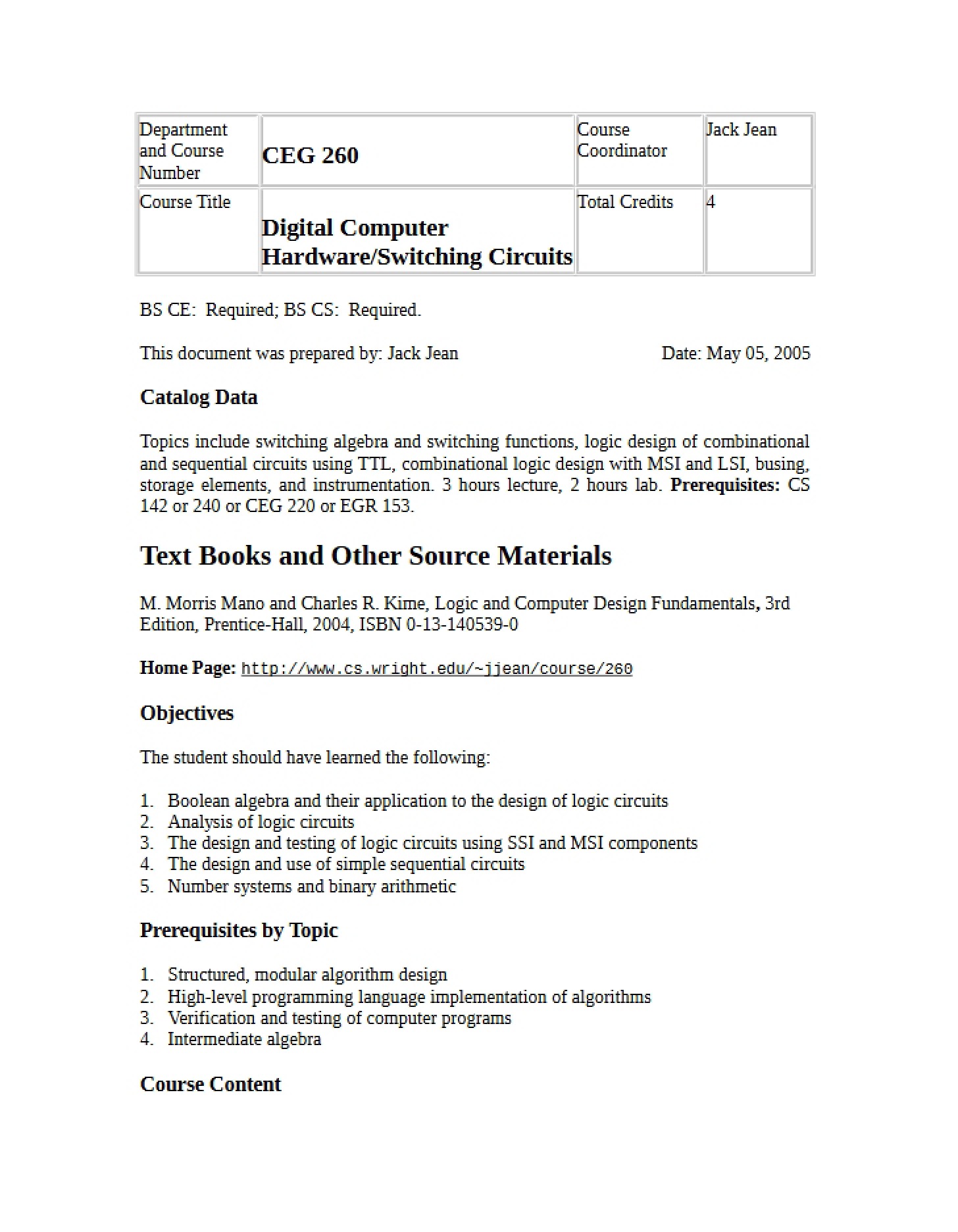 Guide for Course