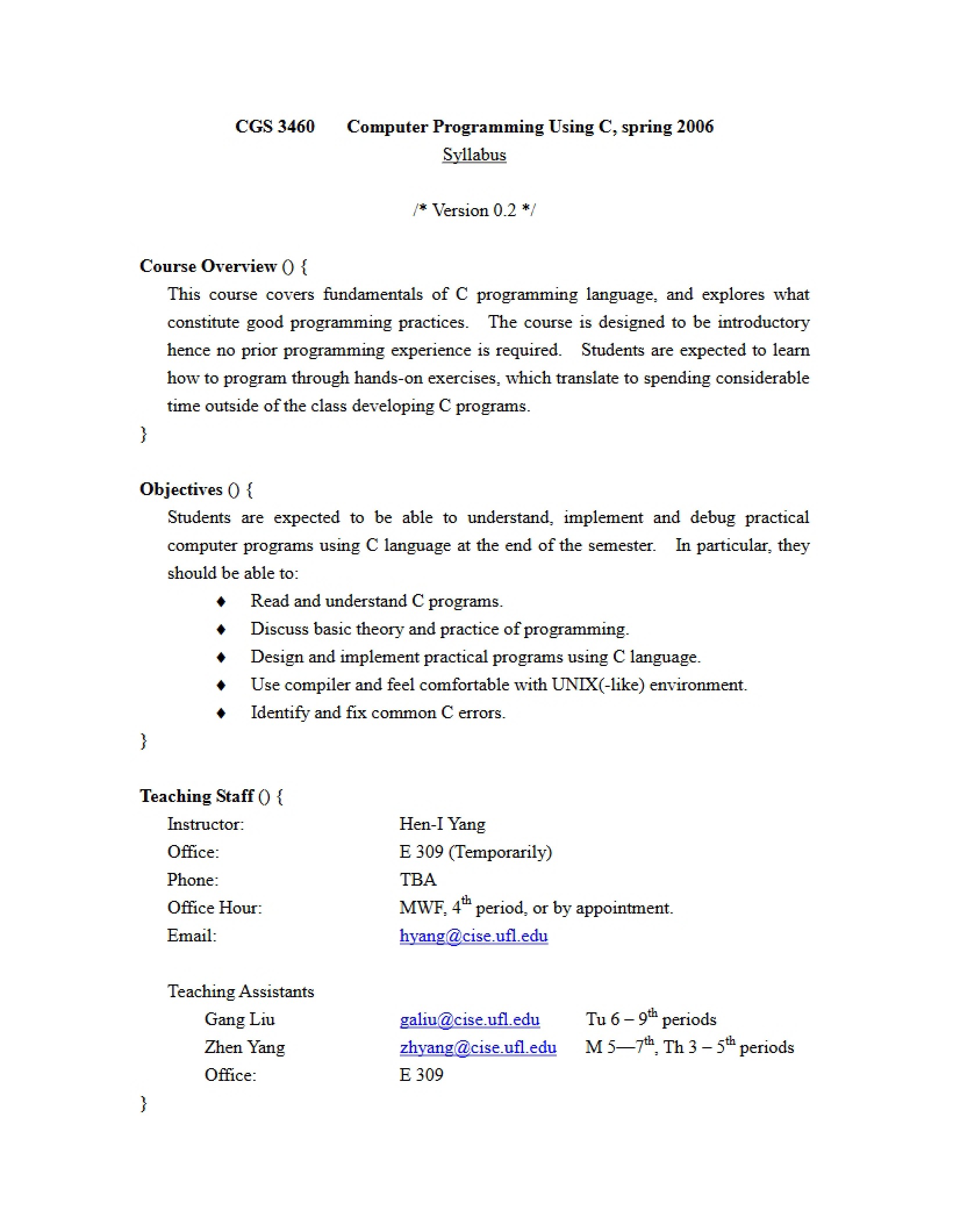 C Programming Syllabus
