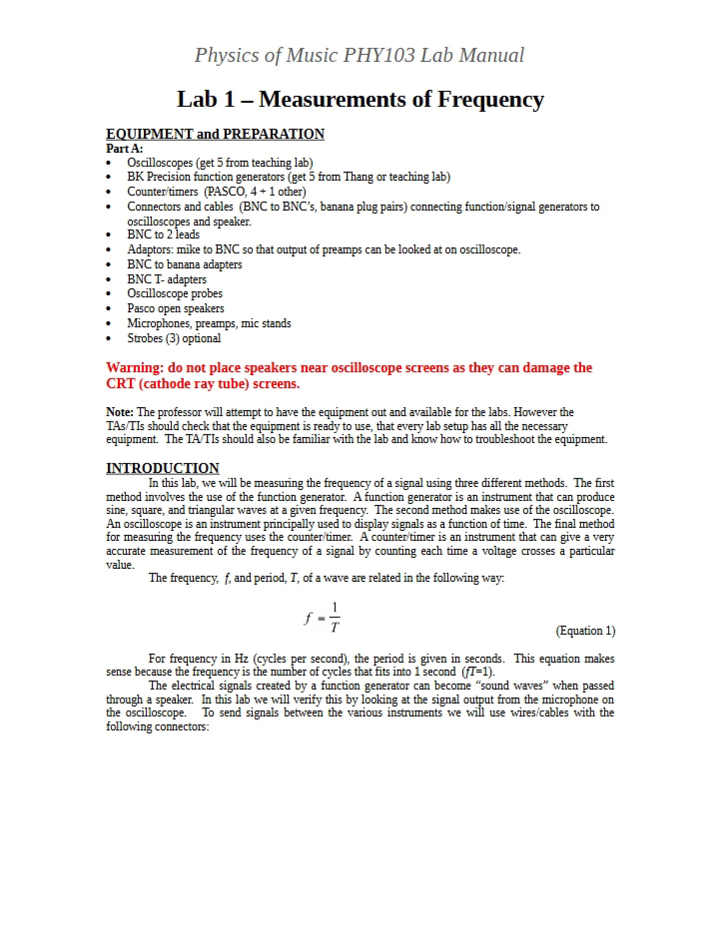 Frequency Measurements (Lab 1)