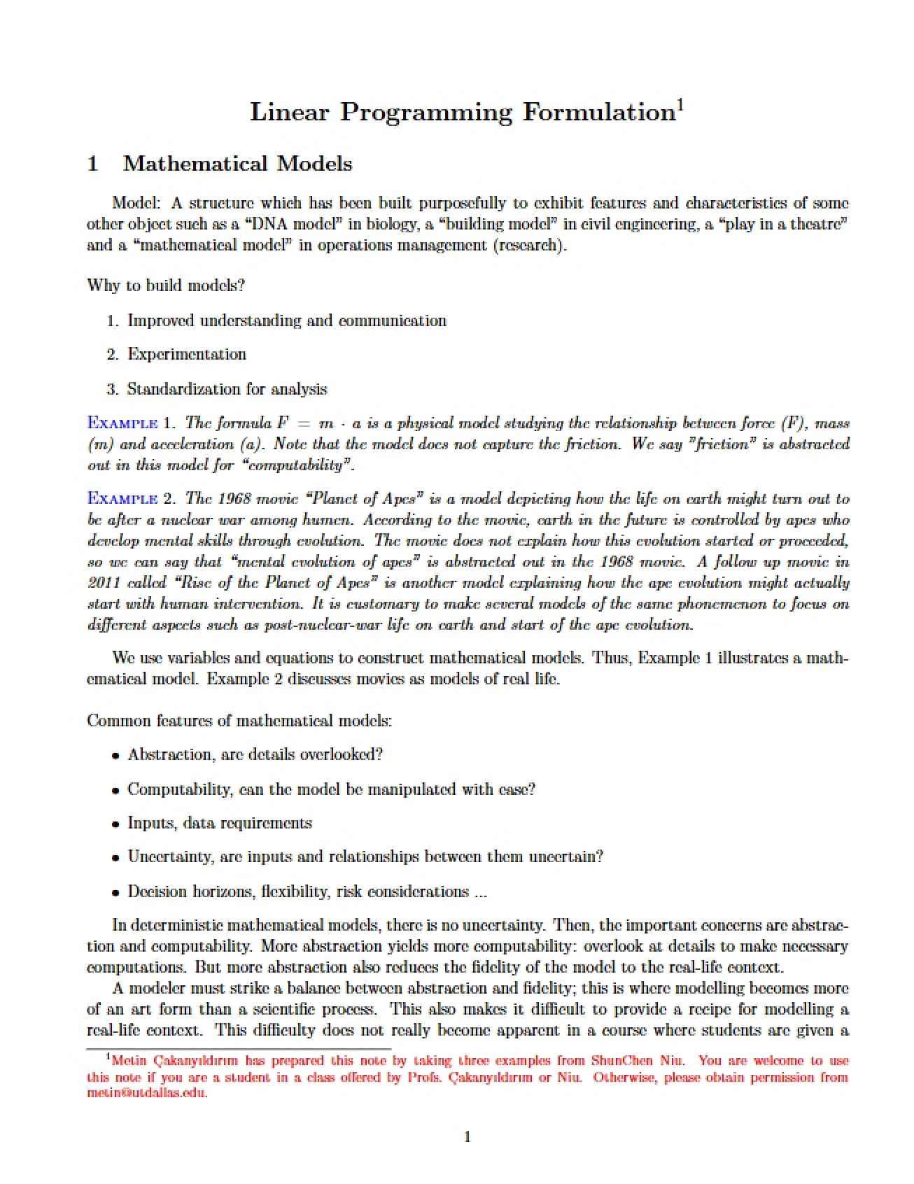 Formulation of Linear Programming