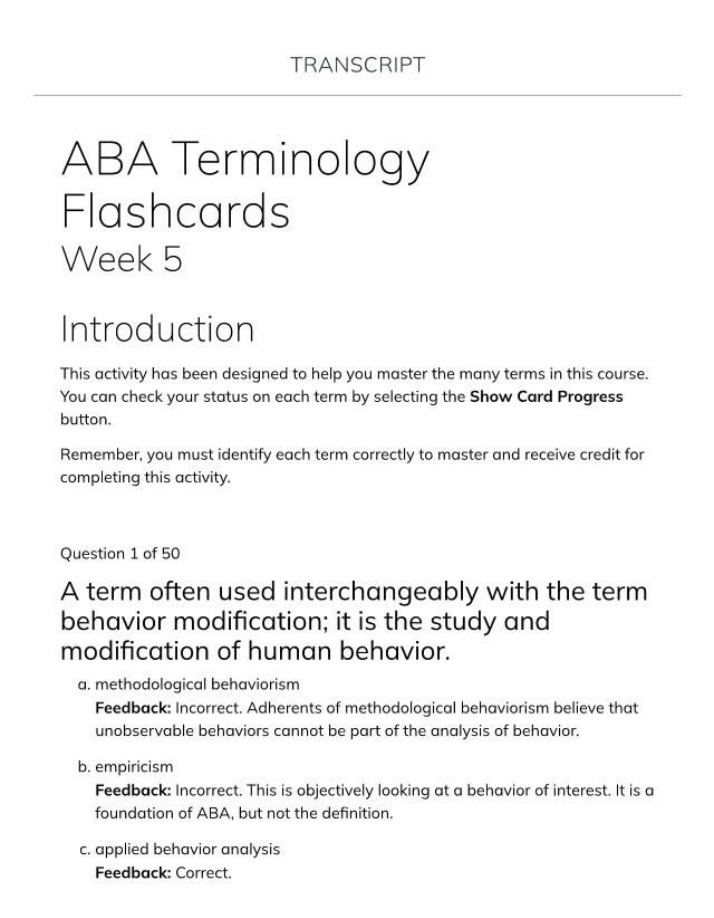ABA Terminology - Week 5 Flashcards