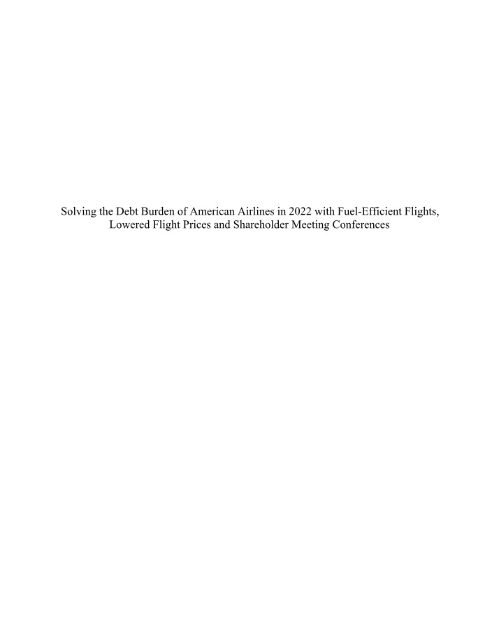 Analysis of American Airlines Debt Burden