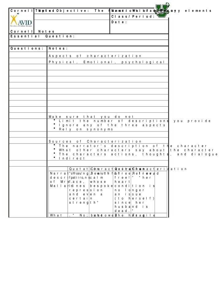 William's Cornell Notes Template