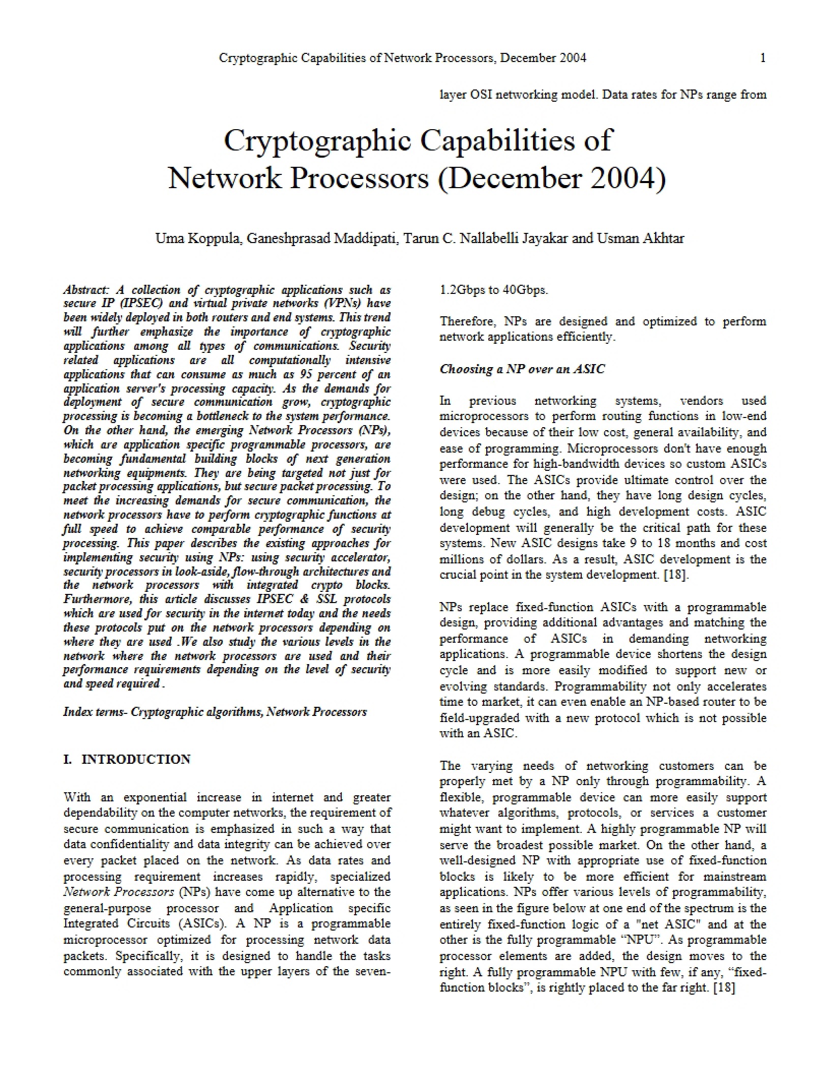 Network Processors Crypto Capabilities