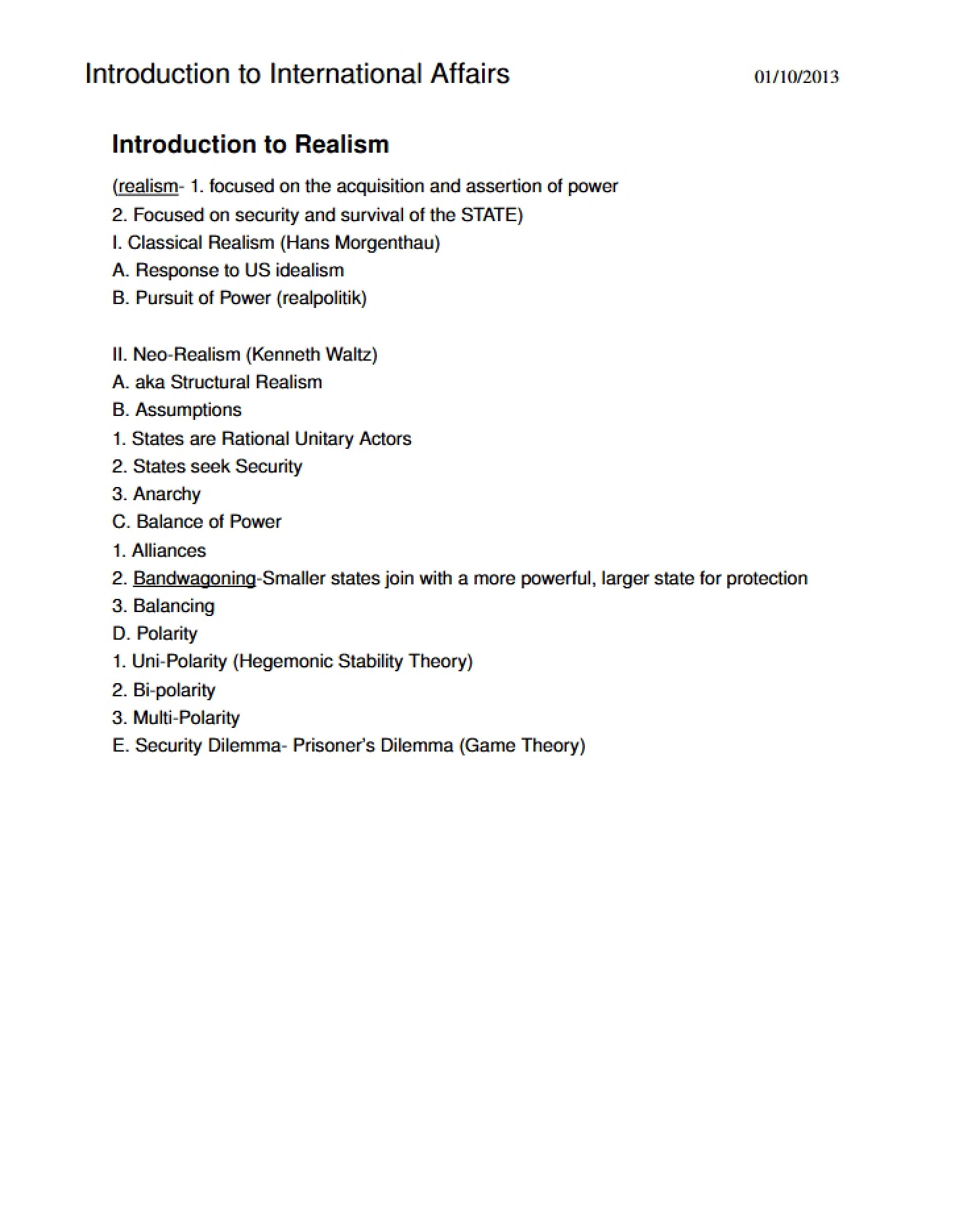 Realism Overview