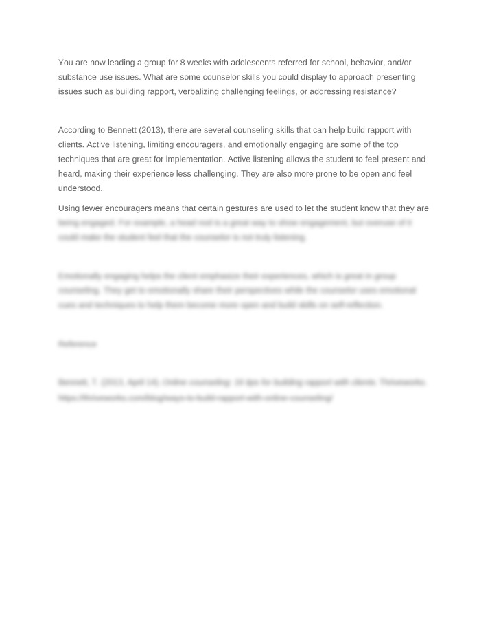 Counselor Essentials - Building Rapport and Addressing Resistance