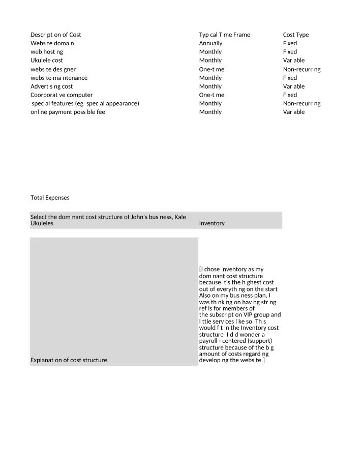 BUS180 - Cost Drivers Document