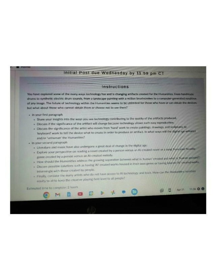 Instructions for Initial Post