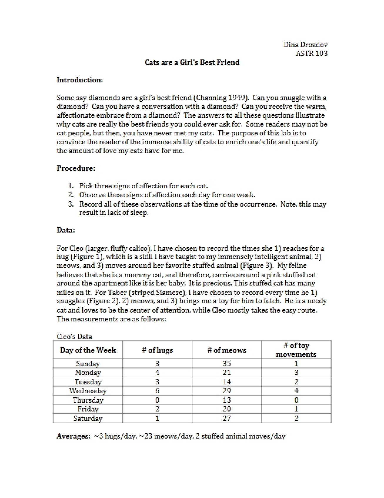 Example of Lab Report