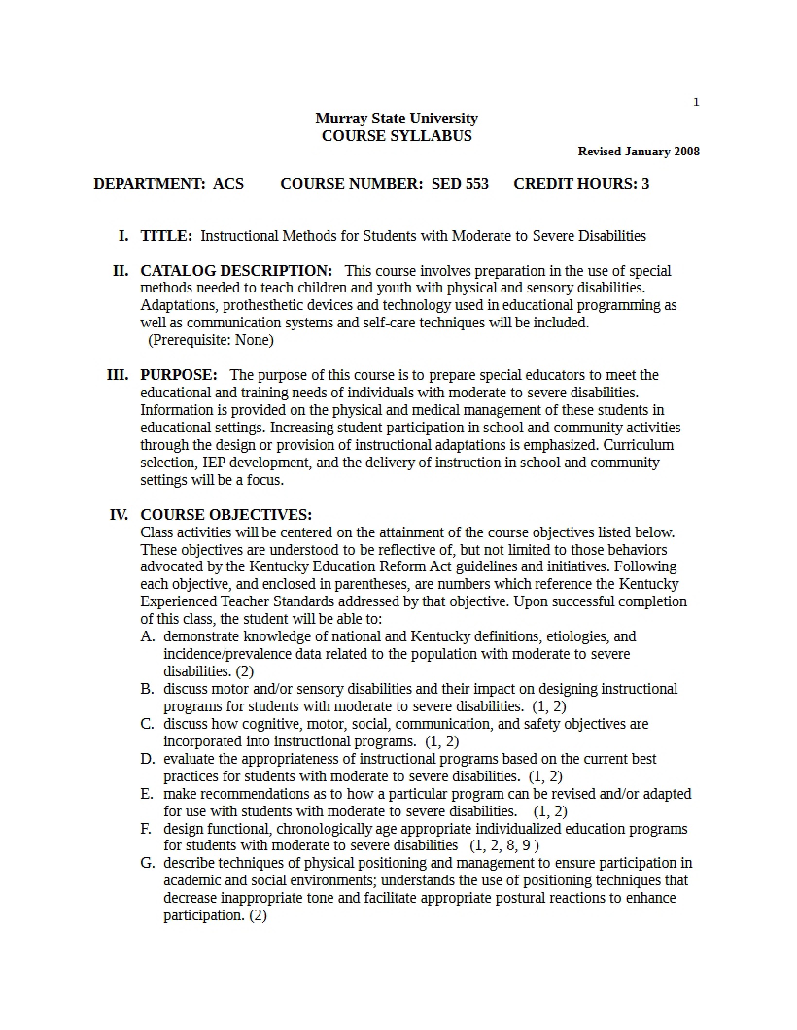 Syllabus - 4 Pages