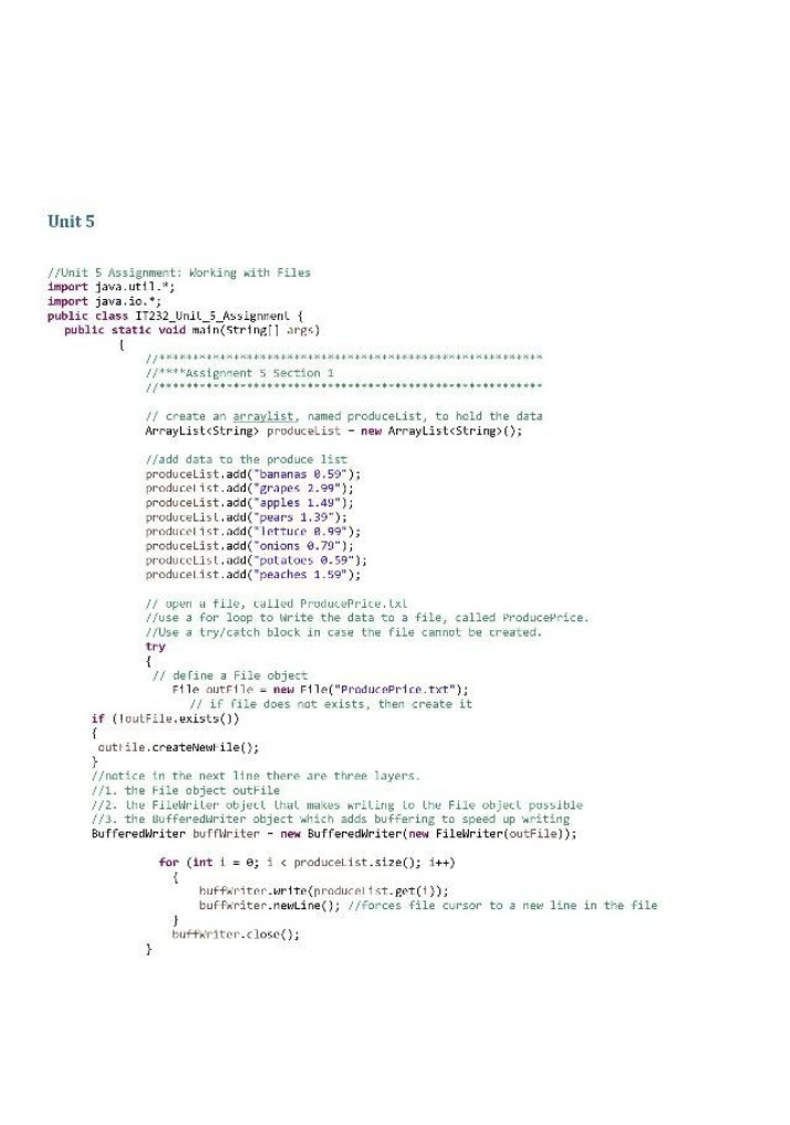 Working with Files - Unit 5 Assignment
