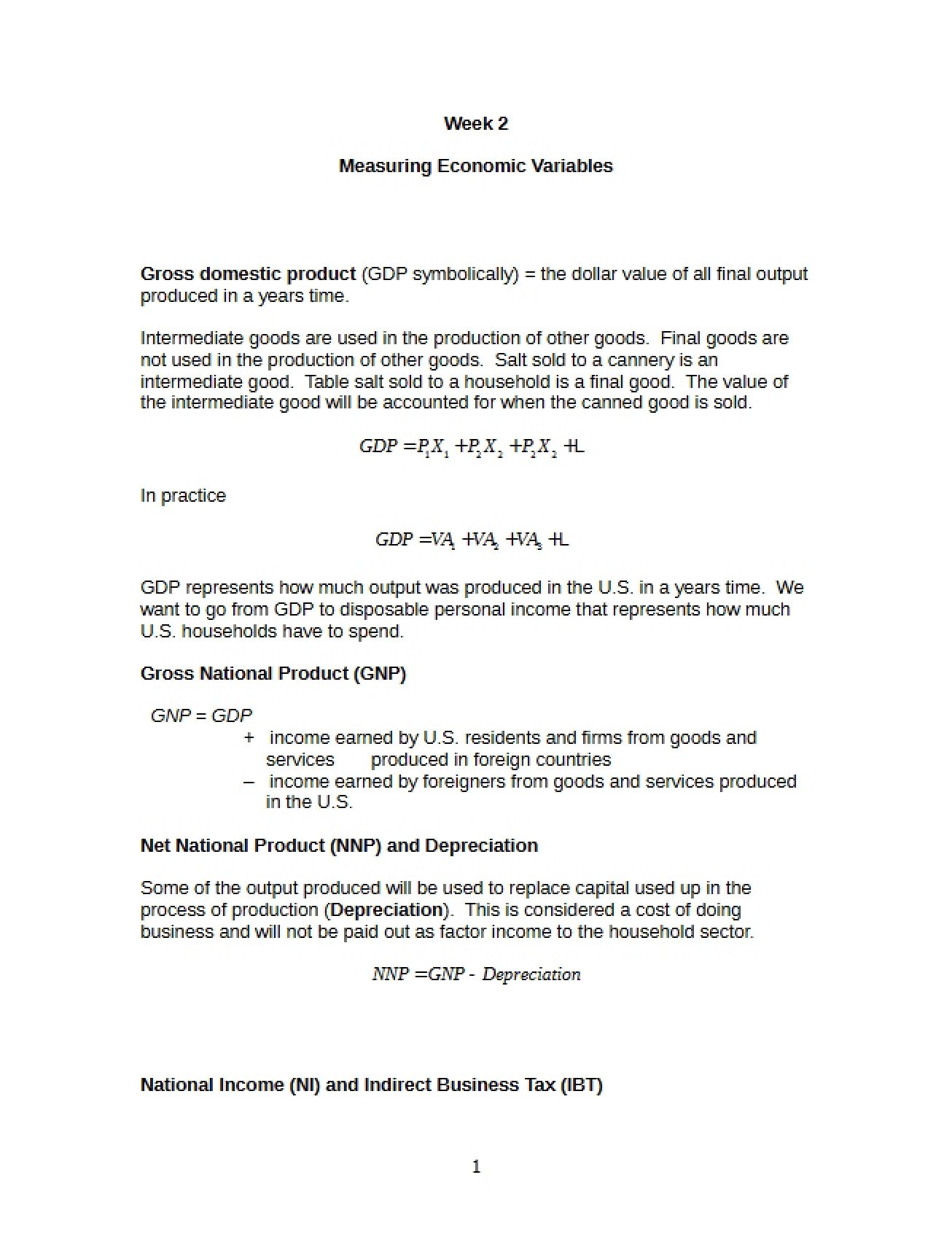 Economic Variable Measurement