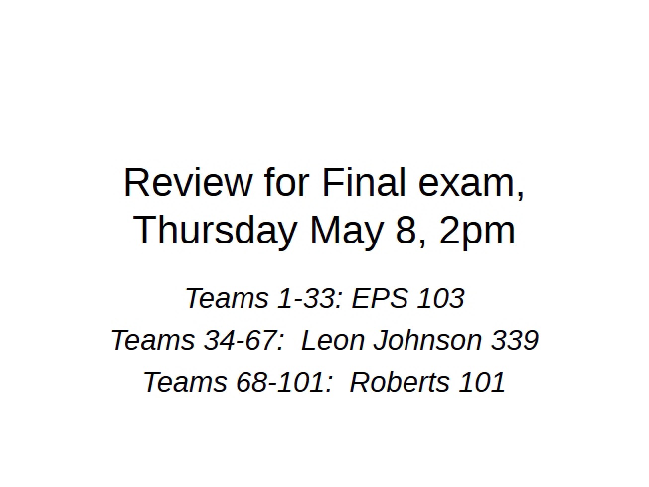 Final Exam Review