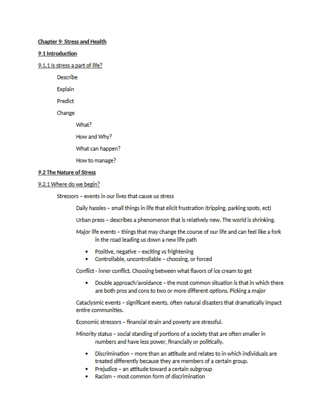 Health and Stress (Chapter Nine)