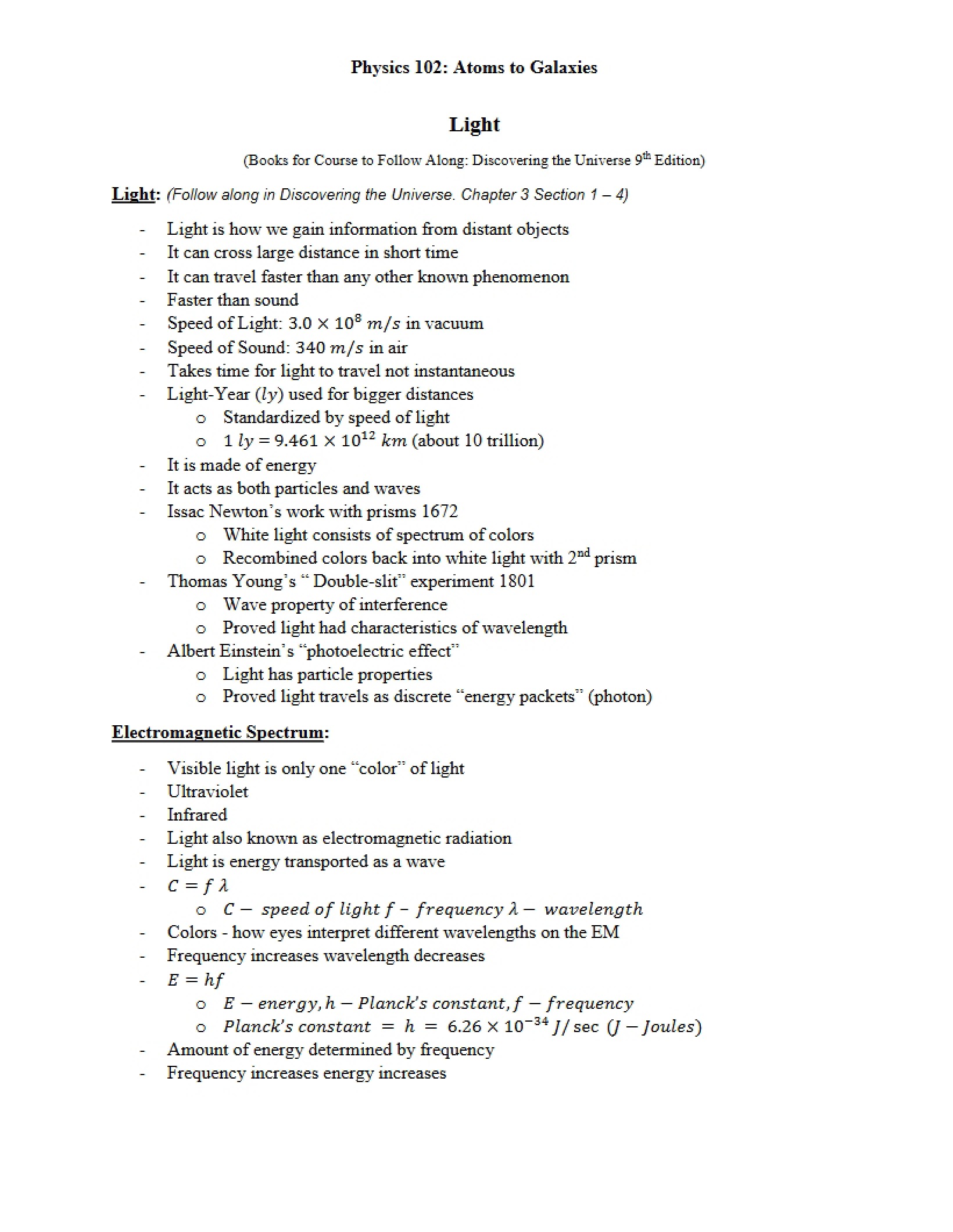 Physics of Light