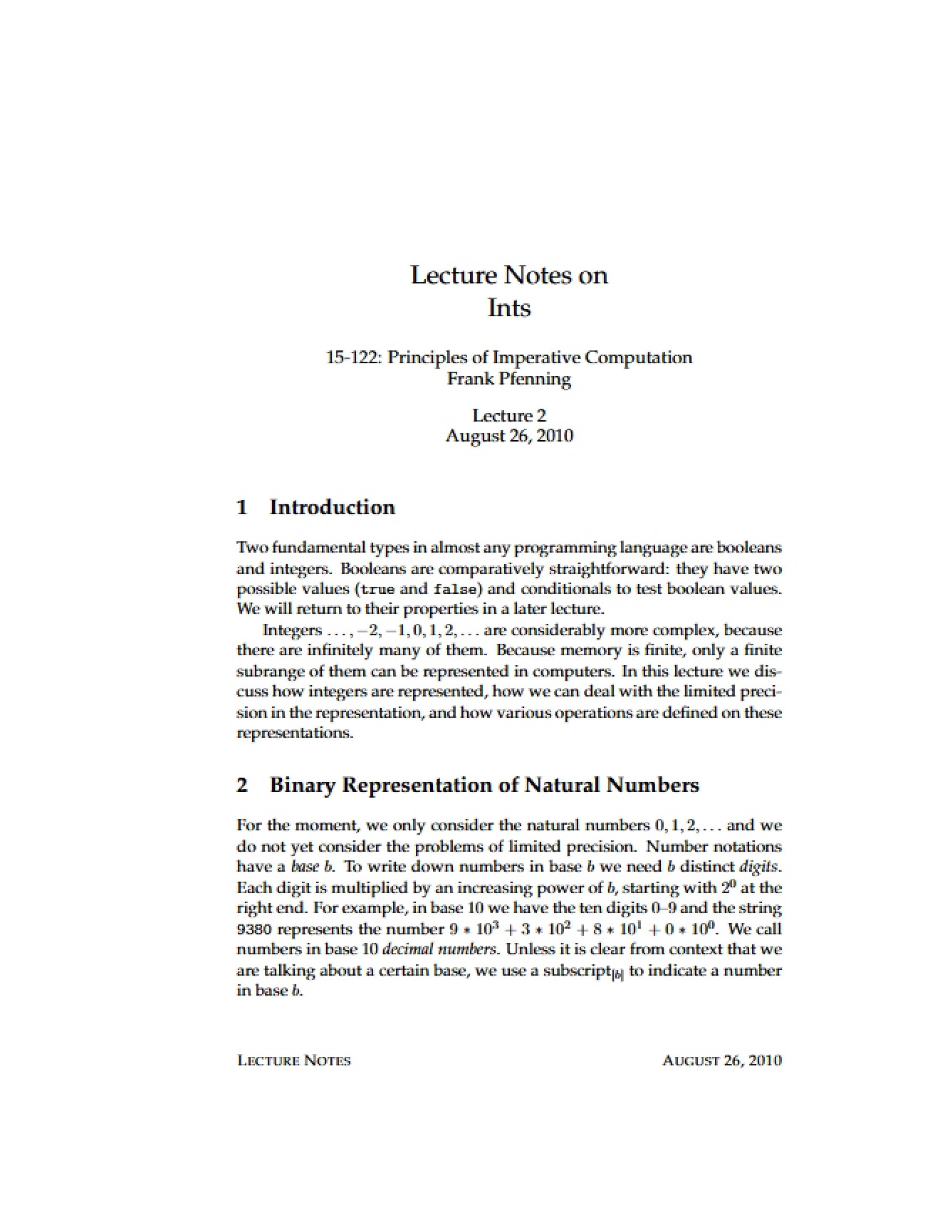 Lecture on Imperative Computation