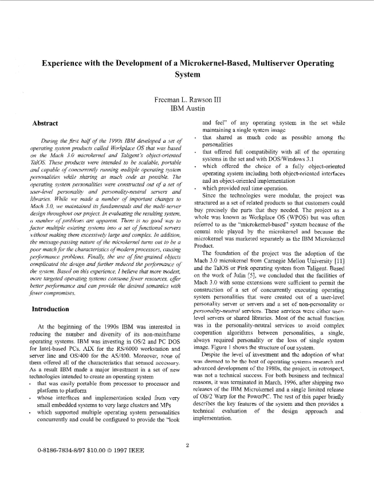 Developing a Microkernel Multiserver OS