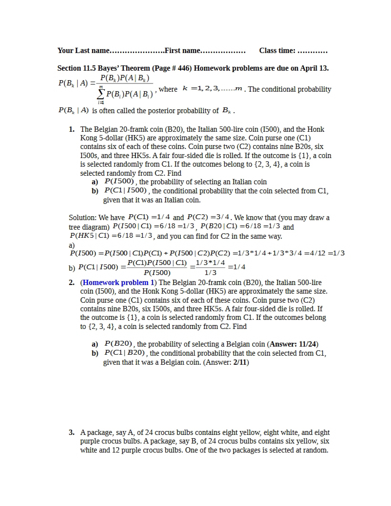 Calculus Homework Assignment