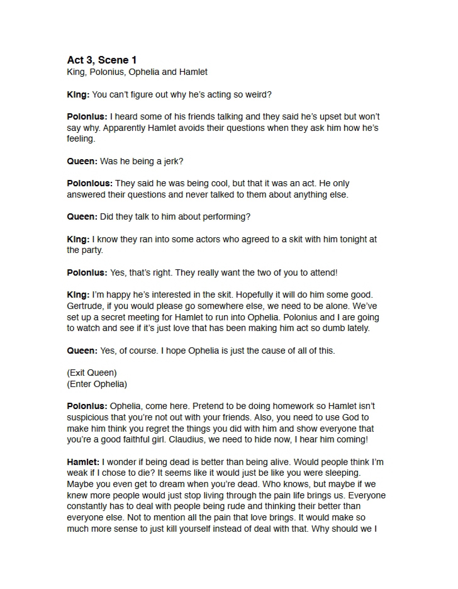 Hamlet Part Two