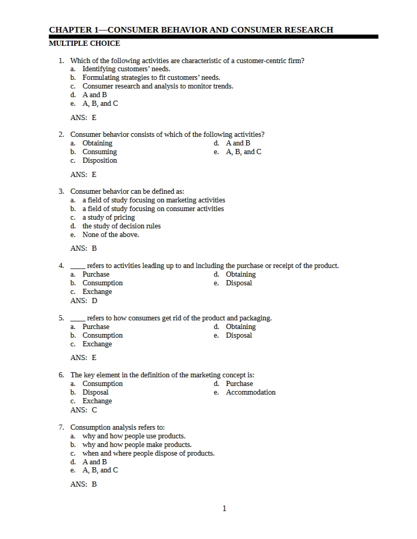 Exam Items Pool Concept Foundations