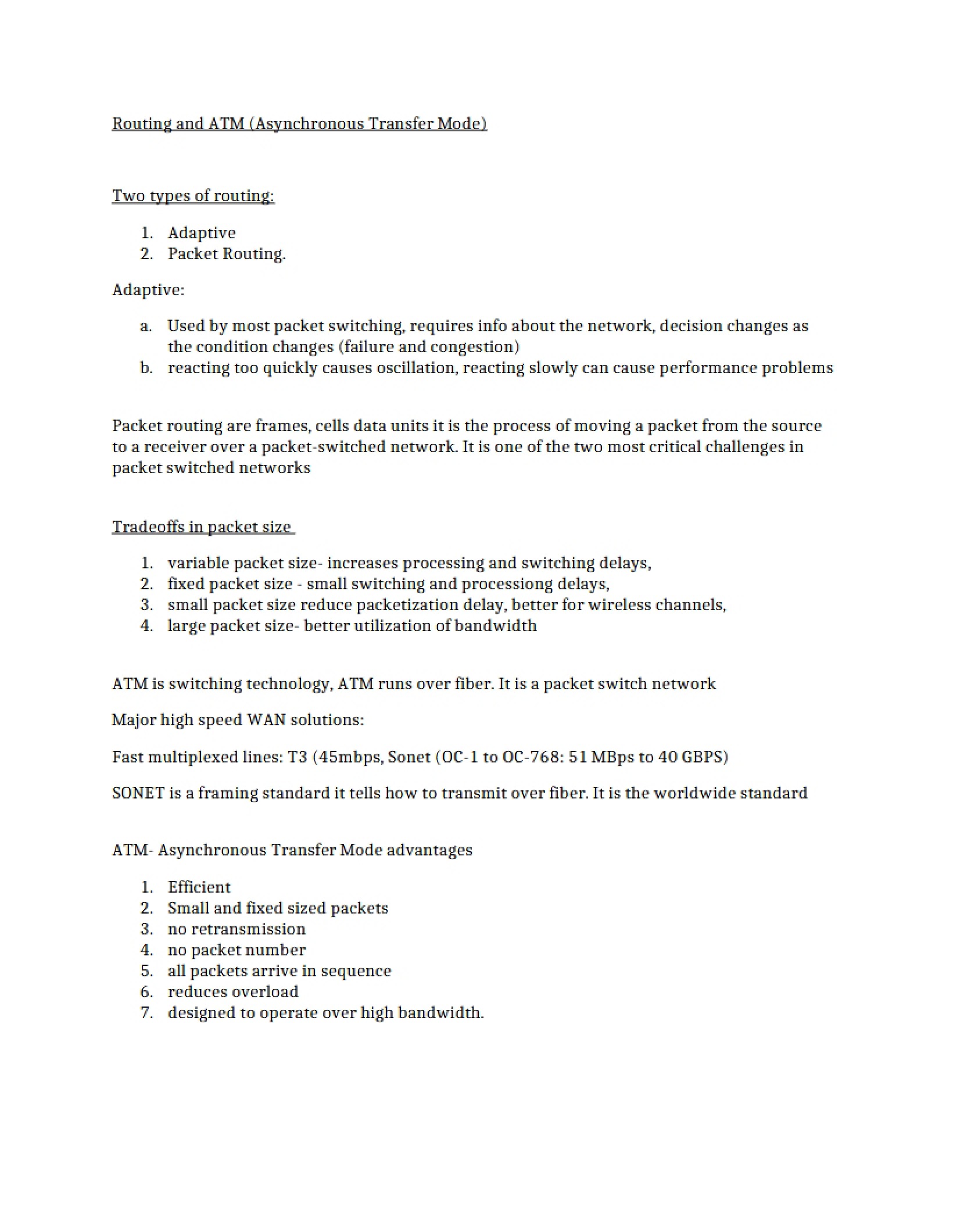 Asynchronous Transfer Mode (ATM) and Routing