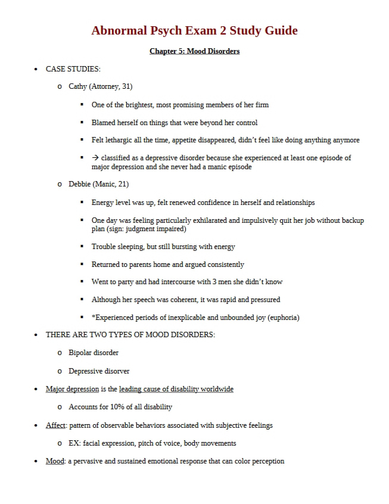Fifth Chapter on Mood Disorders