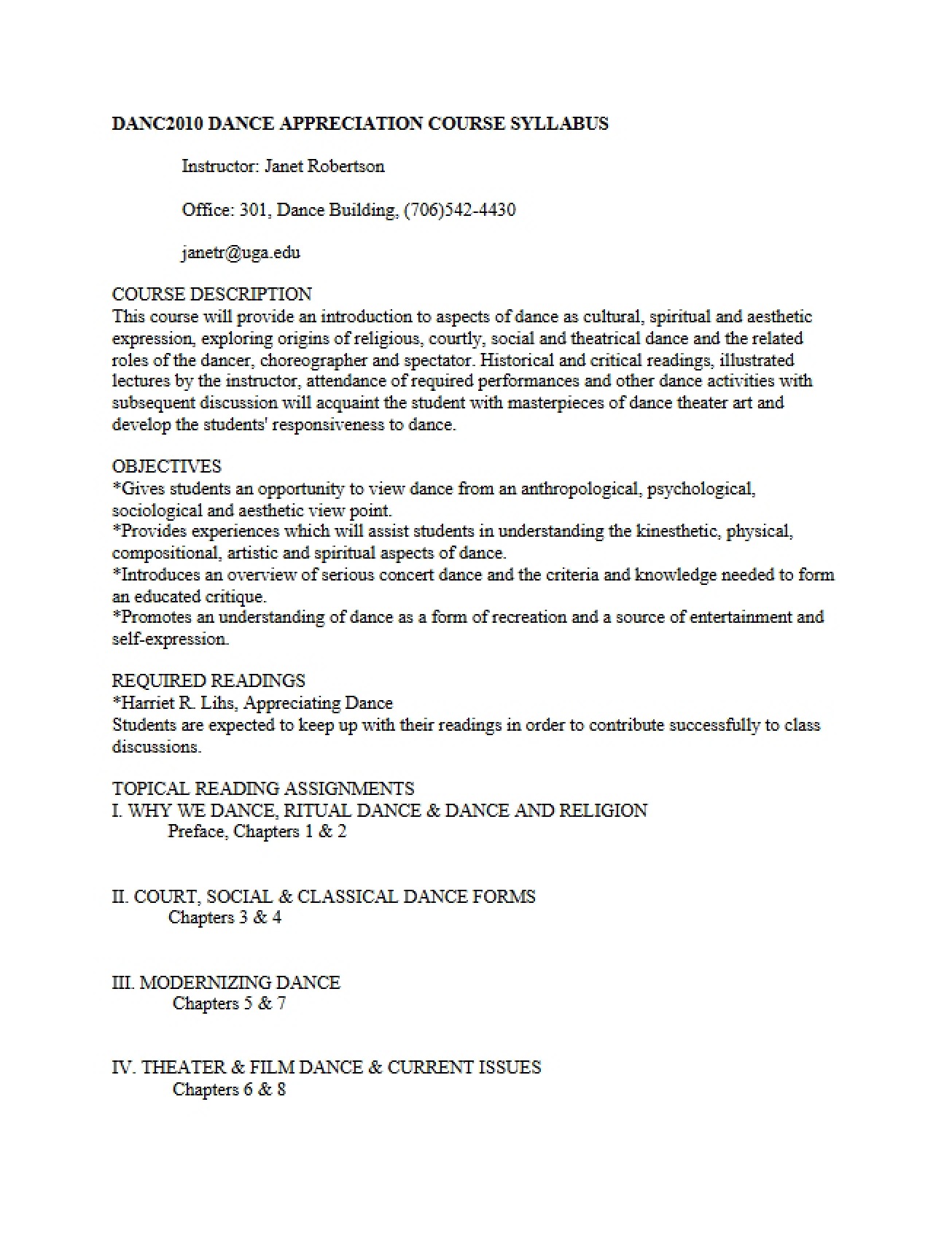 Syllabus from August 8