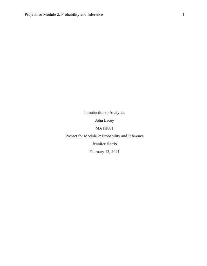 Module 2 Project - Probability and Inference