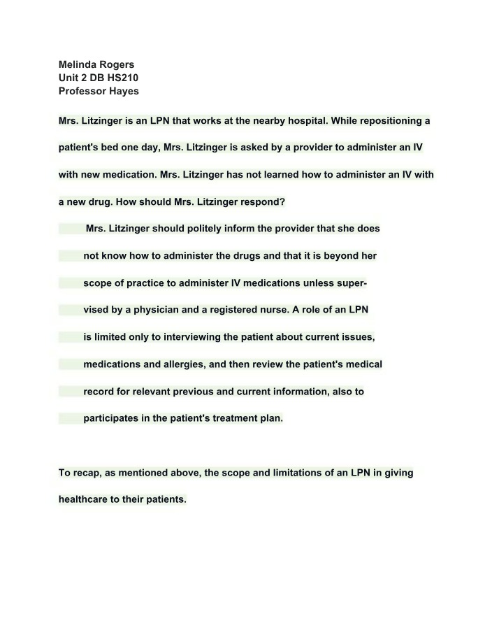 HS210 Unit 2 Discussion Board
