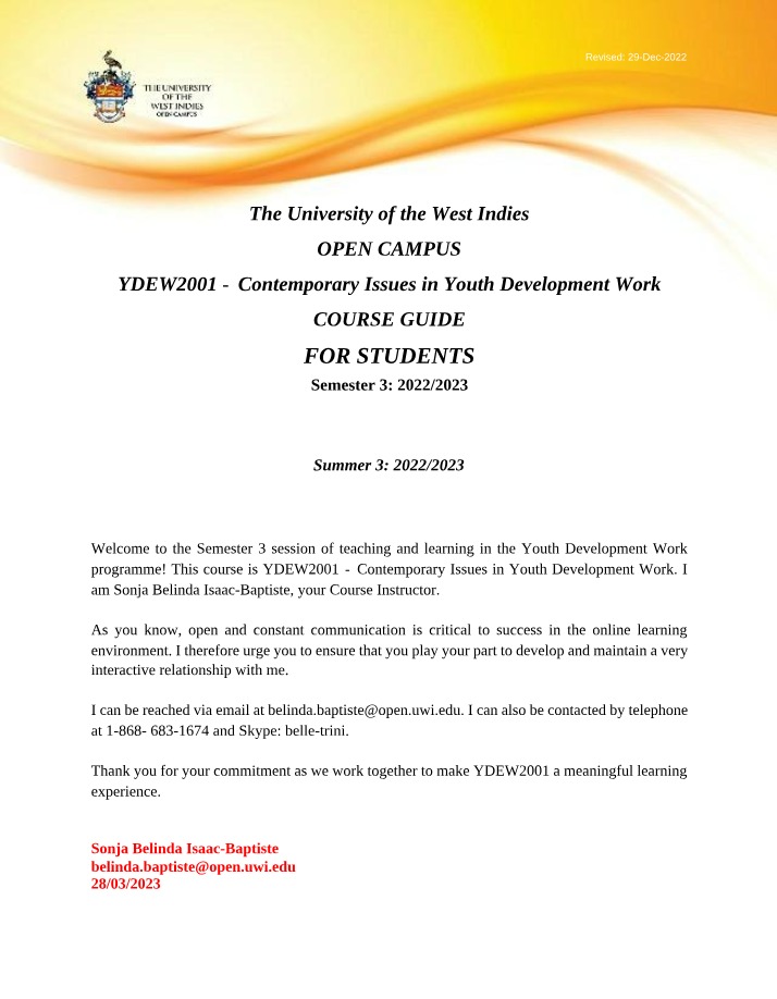 Youth Development Work - Contemporary Issues