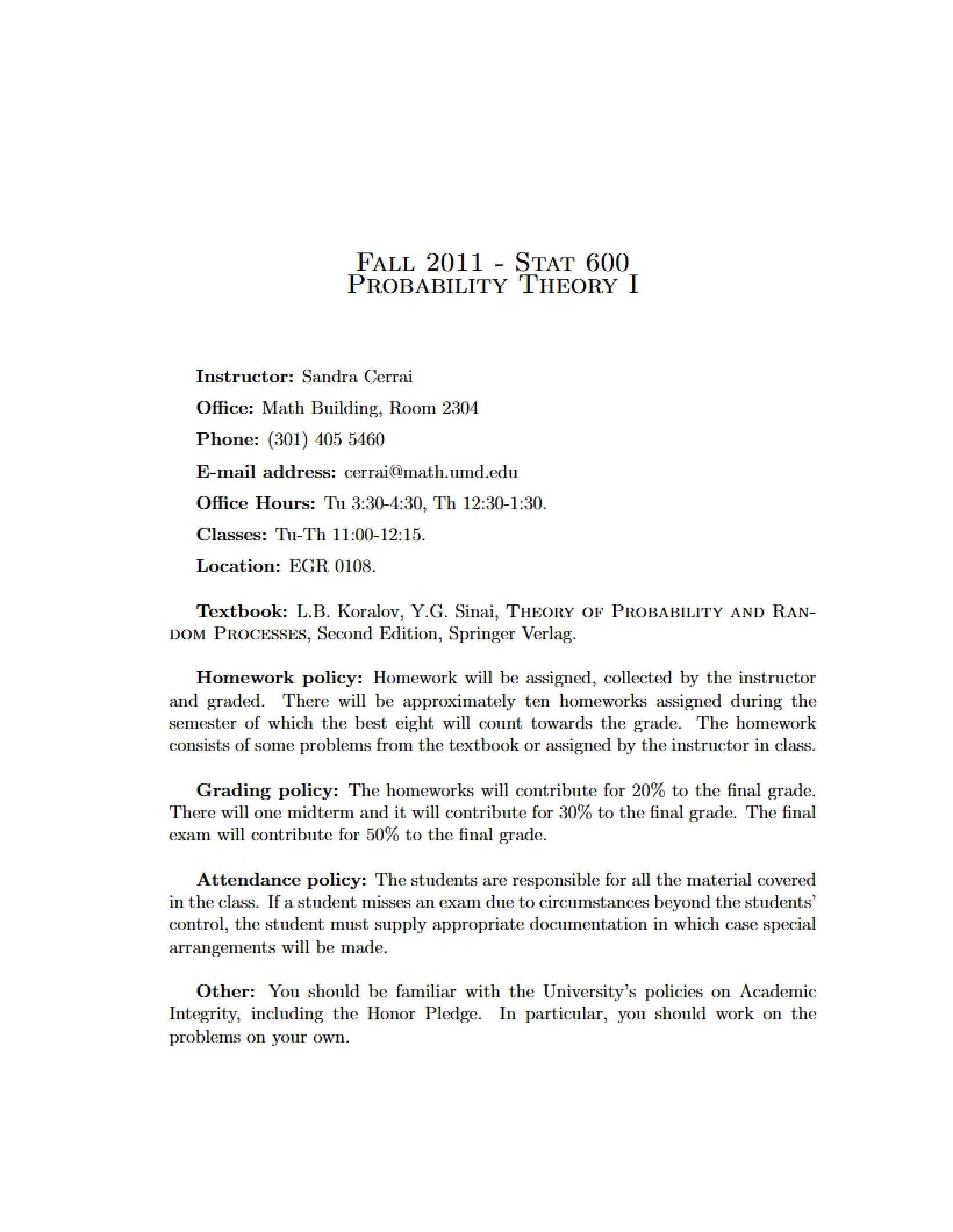 Class Syllabus