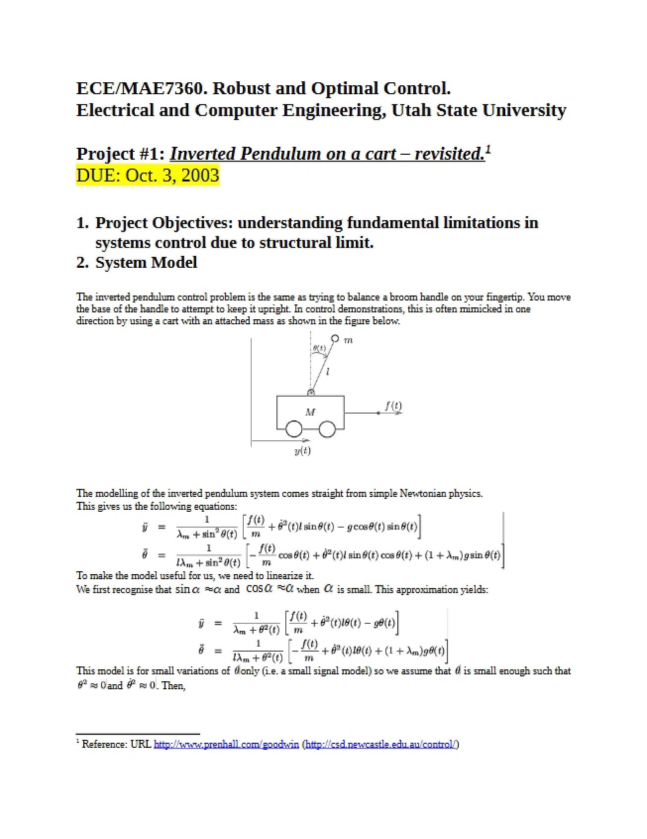 Optimal and Robust Control Systems