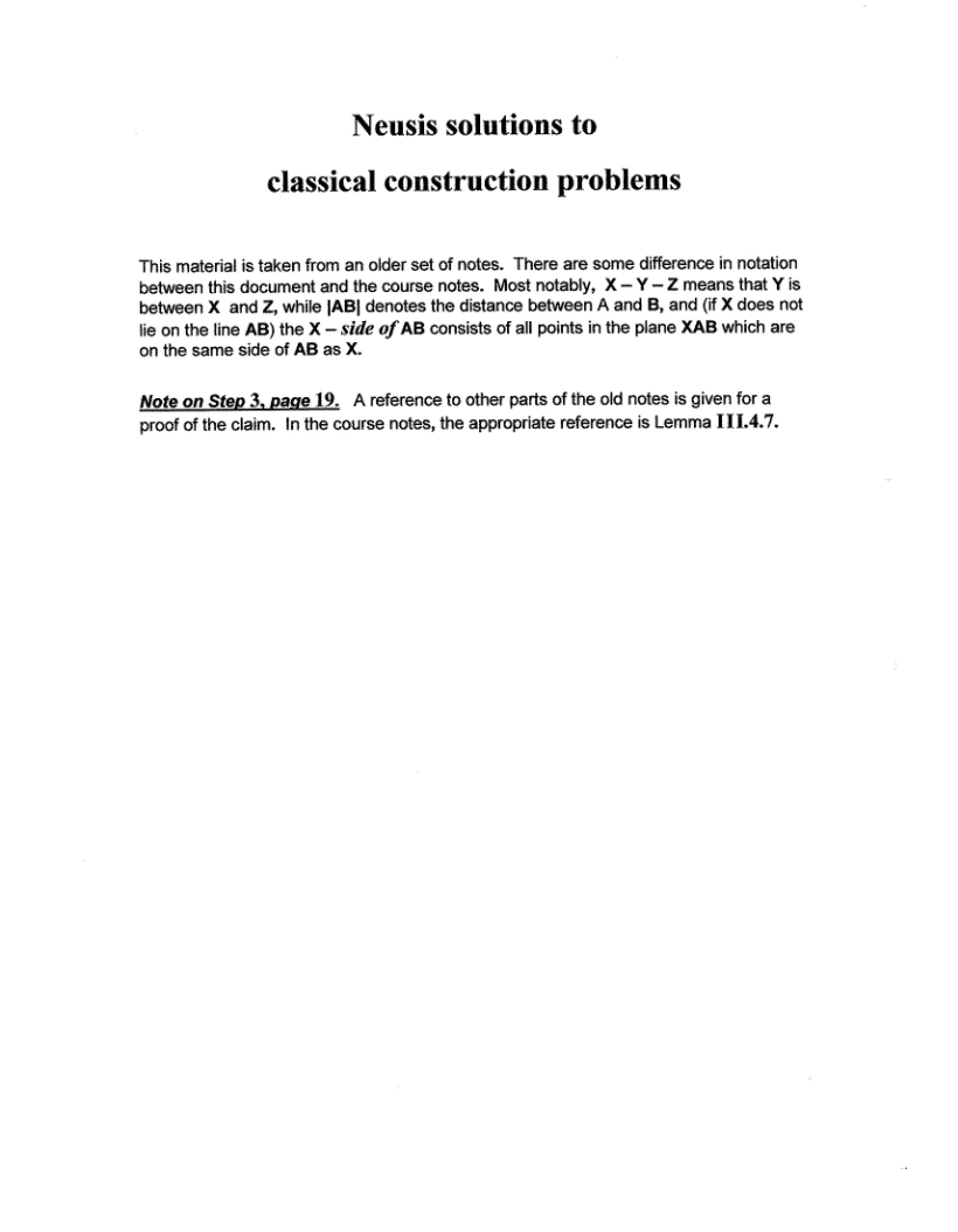 Solutions for Neusis