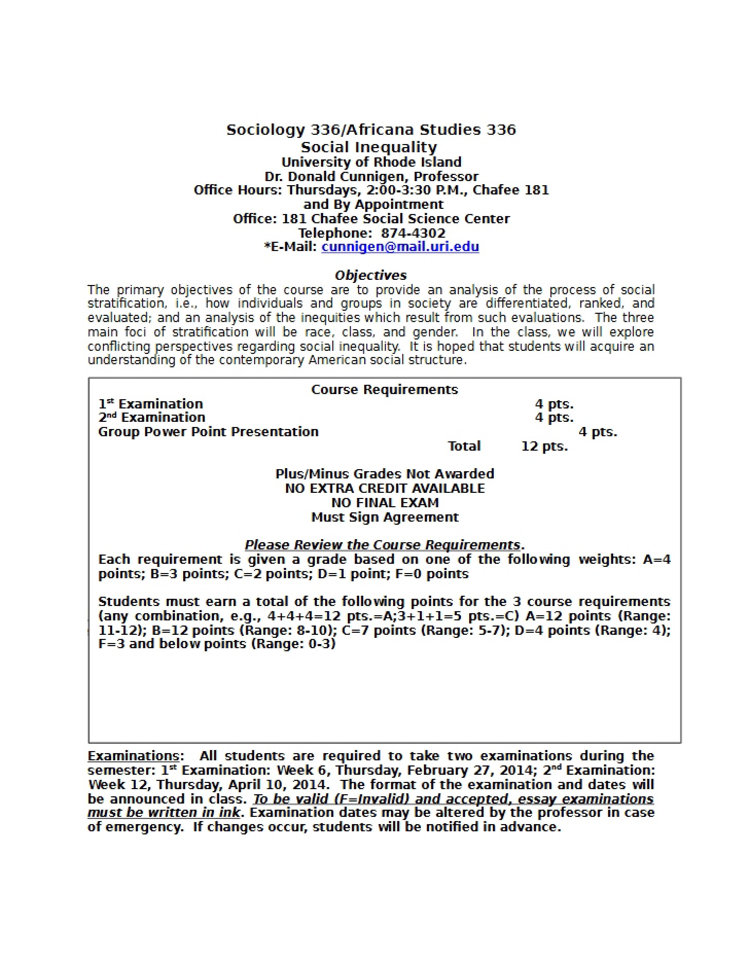 Spring 2014 Syllabus Revised Version