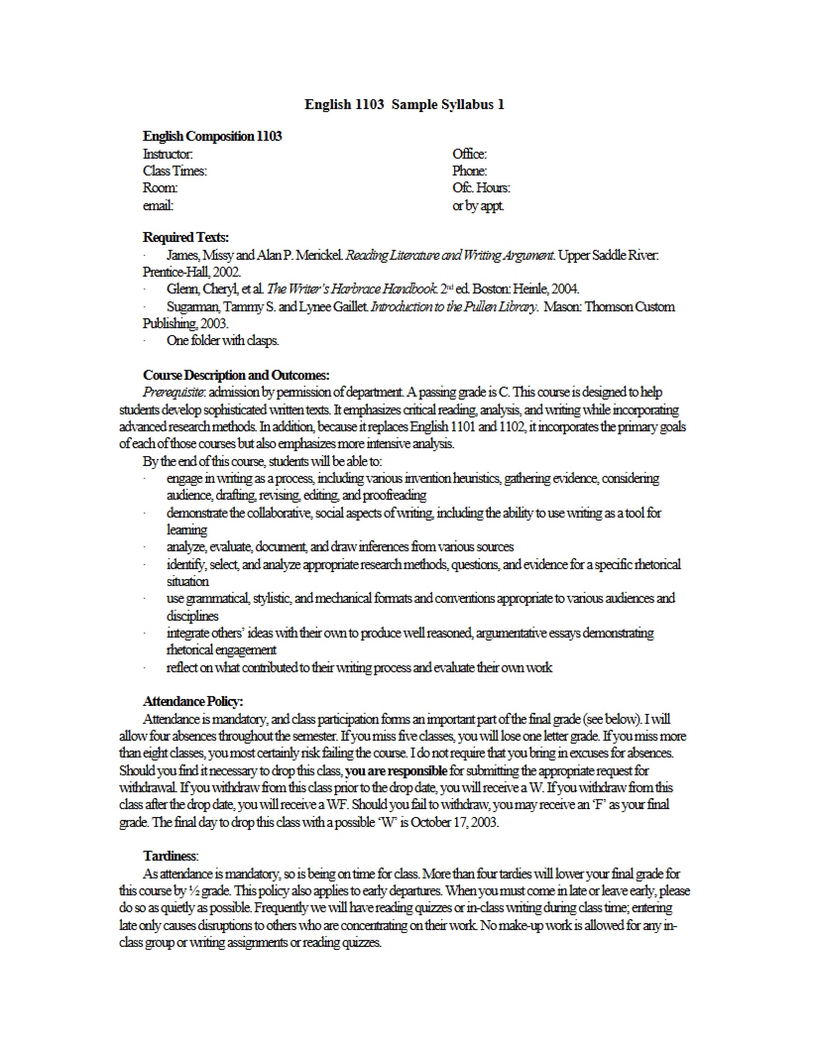 Honors English Composition Materials - Part A