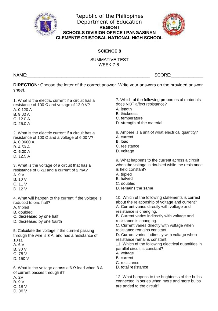 Week 7-8 Summative Test