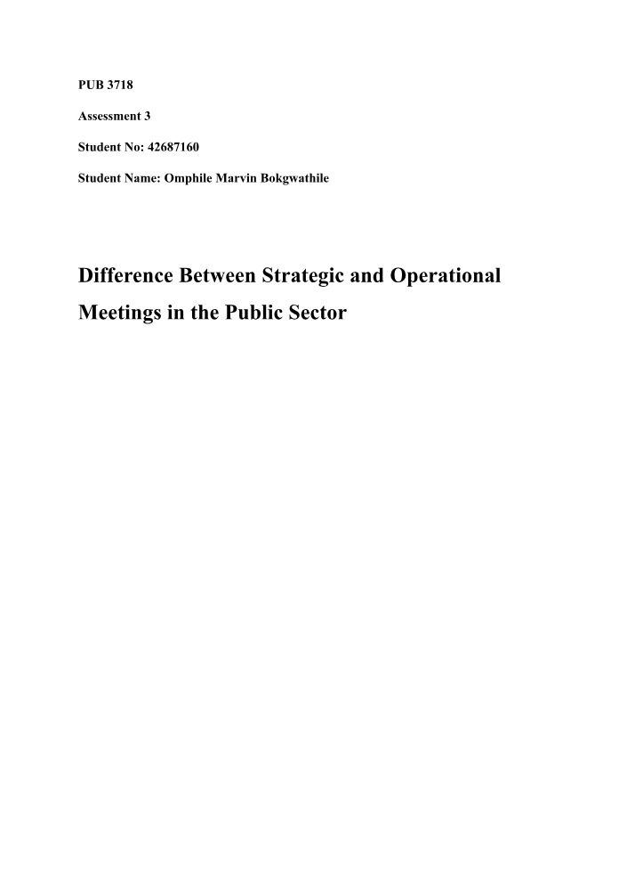 Strategic vs Operational Meetings in the Public Sector