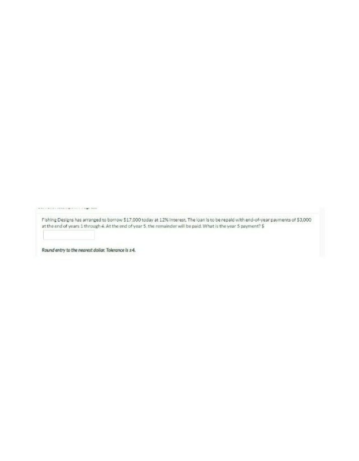 Year 5 Payment Calculation for a $17,000 Loan at 12%