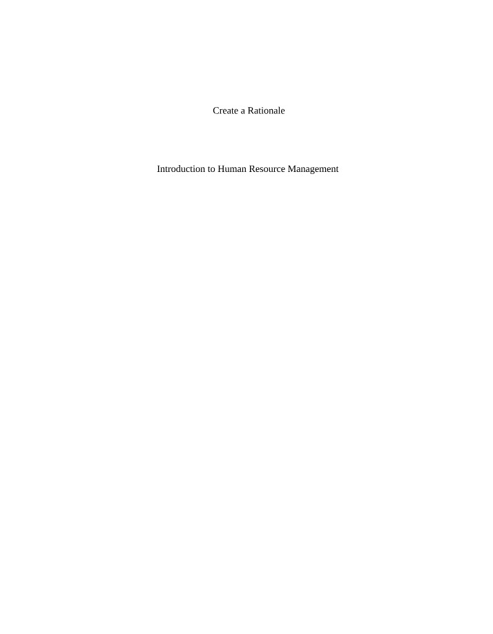 Creating a Rationale