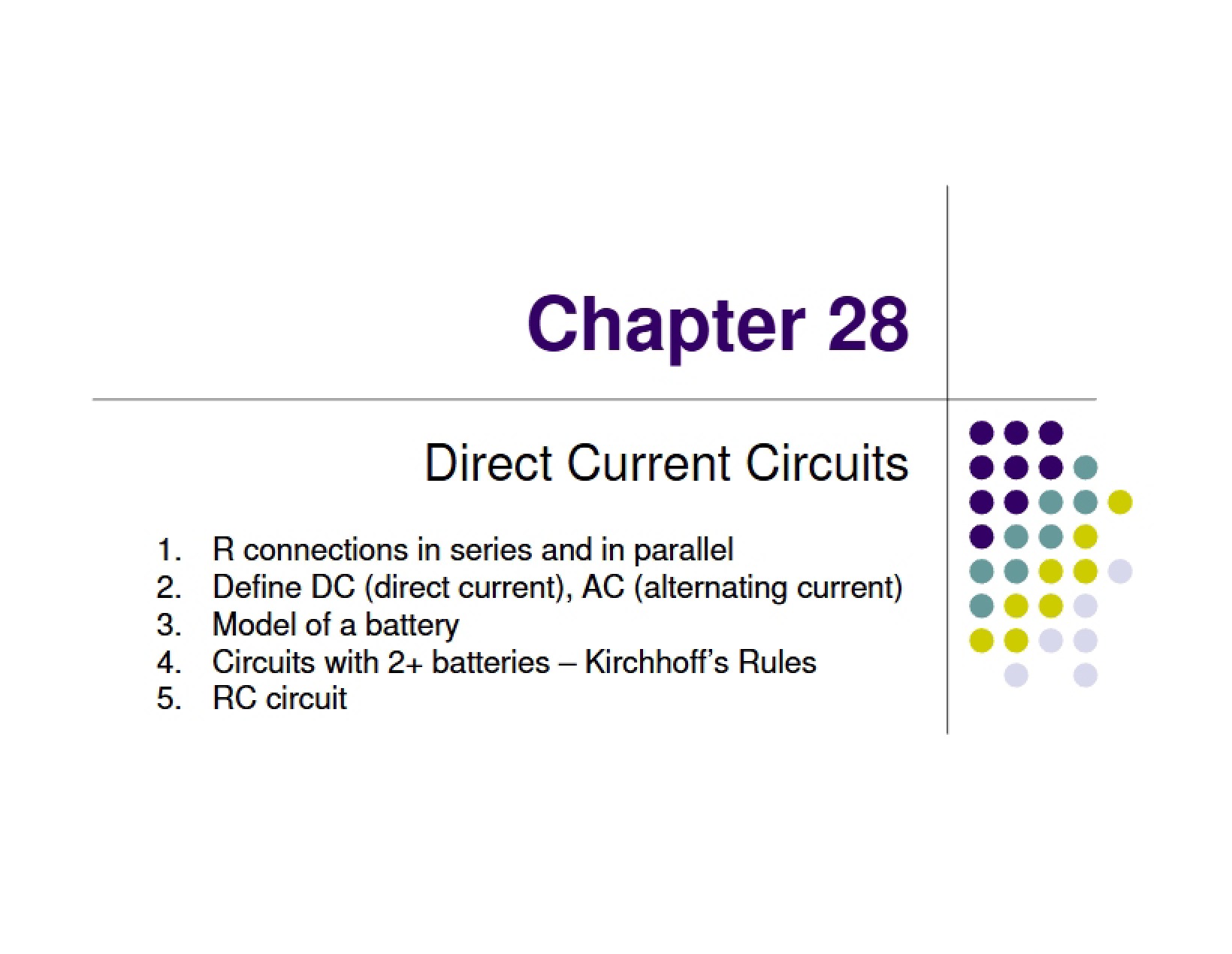 Circuits with Direct Current