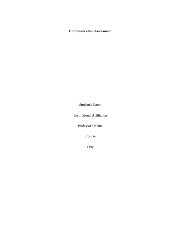 Communication Assessment - Teaching Plan