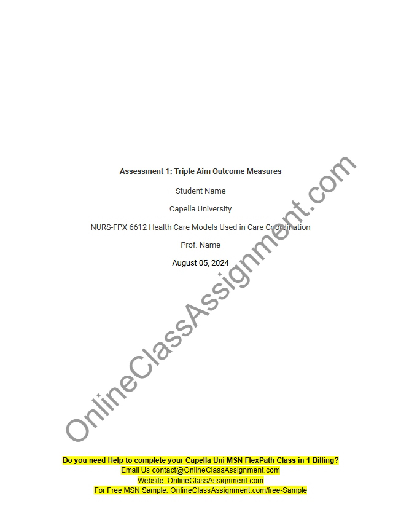 Triple Aim Outcomes Assessment 1