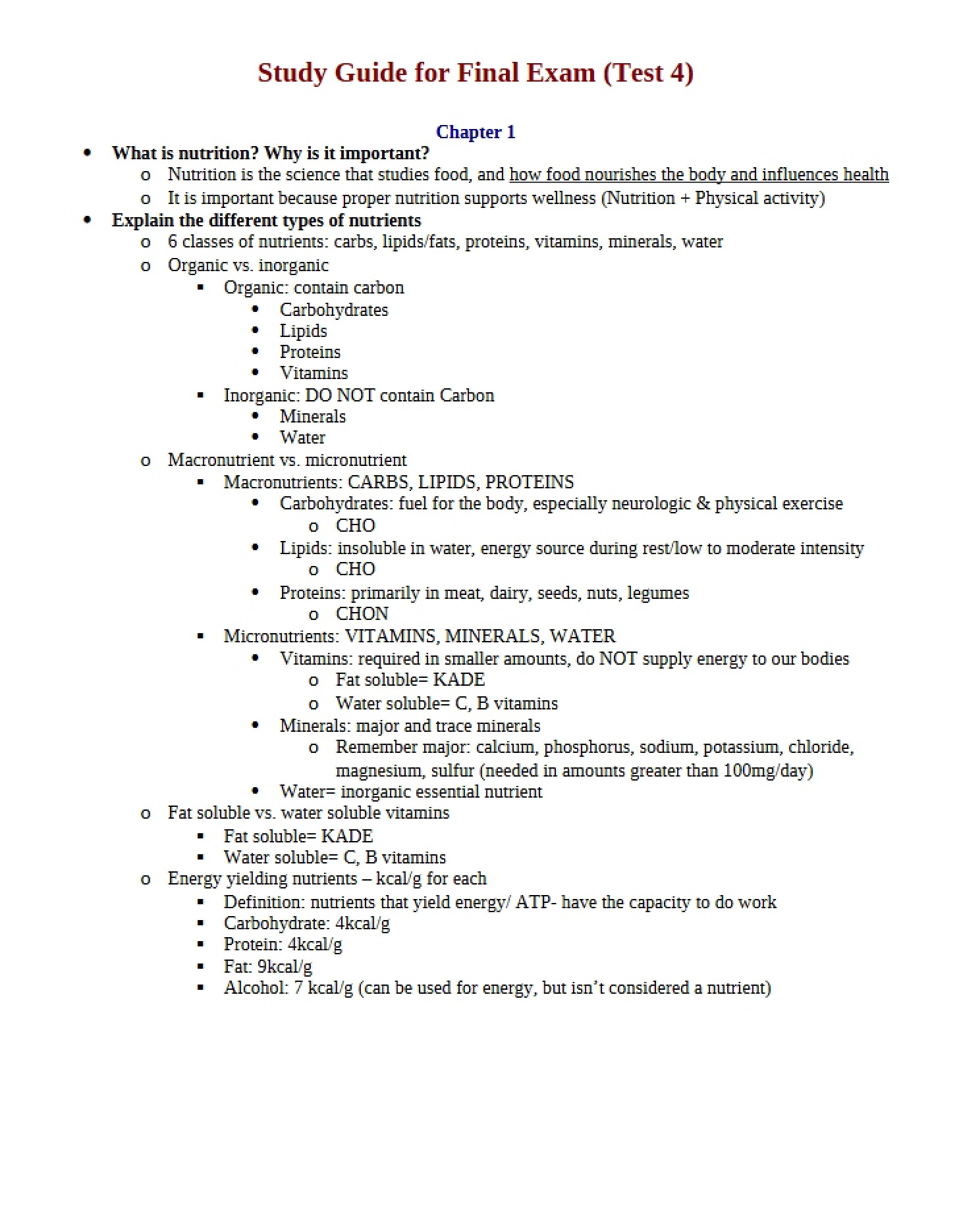 Final Review Workbook