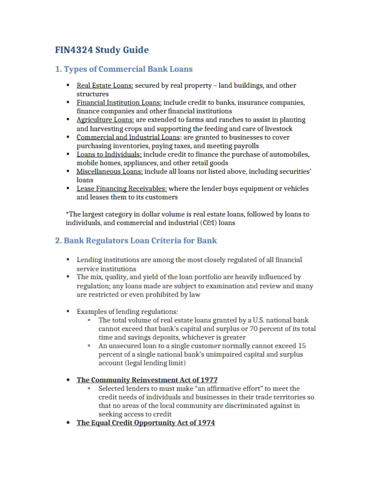 Commercial Bank Administration Study Guide